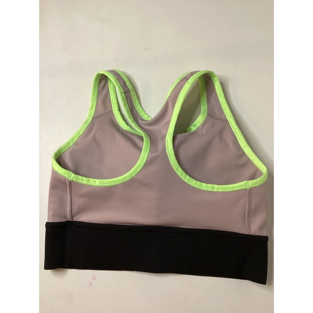 Nike‎ Dri-FIT Womens Medium Support Sports Bra Mauve Black Neon Green Size M